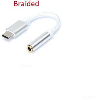 Usb Type C Naar 3.5 Mm Koptelefoon Hoofdtelefoon Kabel Adapter USB-C Naar 3.5 Mm Jack Aux Kabel Voor Letv 2 2pro Max2 Pro 3 Voor Xiaomi 6 zilver