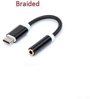 Usb Type C Naar 3.5 Mm Koptelefoon Hoofdtelefoon Kabel Adapter USB-C Naar 3.5 Mm Jack Aux Kabel Voor Letv 2 2pro Max2 Pro 3 Voor Xiaomi 6 zwart