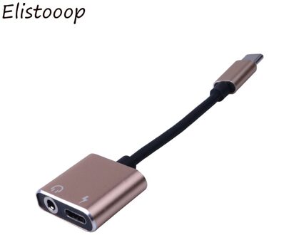 Usb Type C Naar 3.5 Mm Koptelefoon Jack Adapter Audio Kabel Converter Splitter Type-C Om Type-C adapter Goud