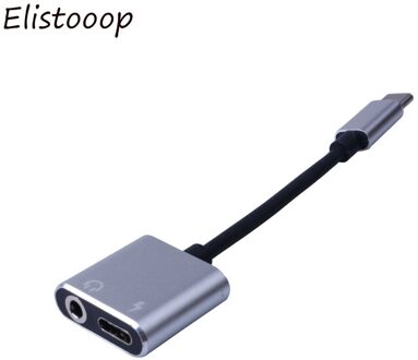 Usb Type C Naar 3.5 Mm Koptelefoon Jack Adapter Audio Kabel Converter Splitter Type-C Om Type-C adapter Zilver