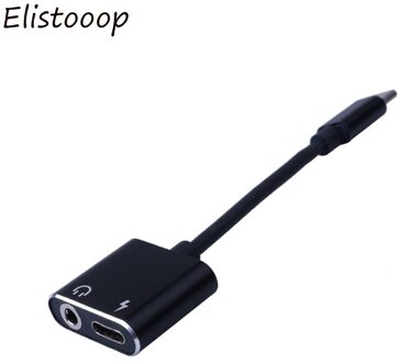 Usb Type C Naar 3.5 Mm Koptelefoon Jack Adapter Audio Kabel Converter Splitter Type-C Om Type-C adapter zwart