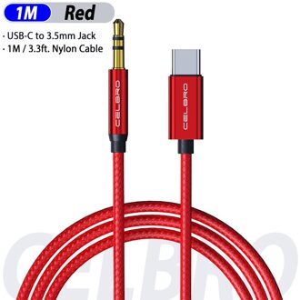 USB Type C naar 3.5mm Aux Audio Adapter Kabel voor Huawei P30 Een Plus 7 Pro Samsung Galaxy Note 10 hoofdtelefoon Tipo c USB Adaptador rood