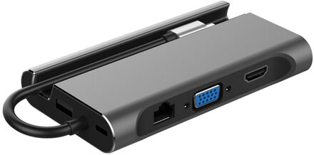 USB Type C naar HDMI VGA RJ45 PD USB 3.0 Type-c Docking Station USB-C HUB Adapter voor Mac air Pro Huawei Mate10 Samsung S8 grijs