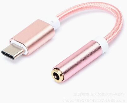 Usb Type-C Om 3.5 Mm Hoofdtelefoon Jack Aux Audio Kabel Adapter Voor Samsung Lg Nexus Oneplus Nokia Xiaomi huawei Type C Smart Telefoons roos goud