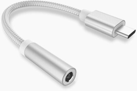 Usb Type-C Om 3.5 Mm Hoofdtelefoon Jack Aux Audio Kabel Adapter Voor Samsung Lg Nexus Oneplus Nokia Xiaomi huawei Type C Smart Telefoons zilver