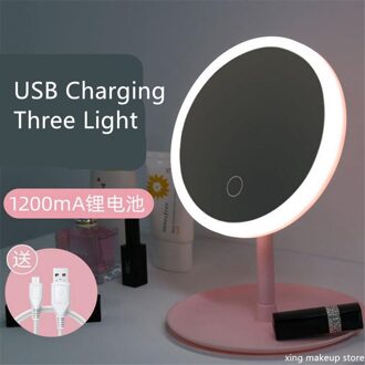 Usb Verstelbare Make-Up Spiegel Met Led Spiegels Staande Spiegel Touch Screen Spiegel Backlit Licht Cosmetische Spiegels 30 ping three licht