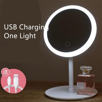 Usb Verstelbare Make-Up Spiegel Met Led Spiegels Staande Spiegel Touch Screen Spiegel Backlit Licht Cosmetische Spiegels 30 wit een licht
