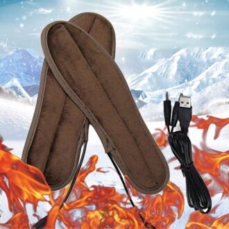Usb Verwarmde Inlegzolen Elektrische Aangedreven Pluche Bont Verwarming Inlegzolen Winter Warm Houden Voet Schoenen Verwarmde Inlegzolen Camping Apparatuur 43 2/3