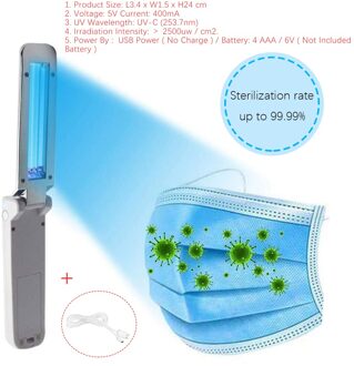 Usb Vouwen Desinfectie Uv Lamp Thuis Woonkamer Led Ultraviolet Sterilisatie Kiemdodende Bacteriële Desinfecteren Licht 270nm Wave 270nm zonder doos