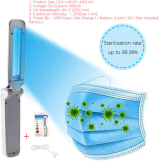 Usb Vouwen Desinfectie Uv Lamp Thuis Woonkamer Led Ultraviolet Sterilisatie Kiemdodende Bacteriële Desinfecteren Licht 270nm Wave 270nmWith kleinhandel doos