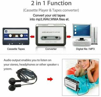 Usb Walkman Cassette Speler Cassette Tape Muziek Audio Converter Multifunctionele Converter Mp3 I6O3