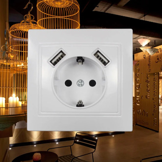 USB Wall Socket charger Free shipping Double USB Port 5V 2A Usb enchufes para pared prise high quality white color LM-01 TDM IEK