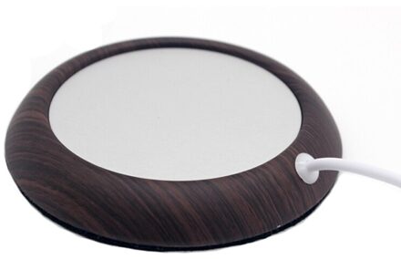 Usb Warmer Cup-Pad Gadget Houtnerf Koffie Thee Drinken Usb Heater Tray Mok Pad Coaster Kantoor donker Wood Grain