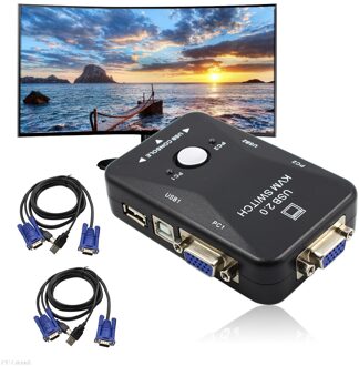 USB2.0 2-Poort KVM Switcher Switch Box Muis/Toetsenbord/VGA Video Monitor 1920x1440