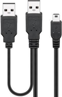 USB2.0 Y-kabel USB Mini 5p naar 2x USB-A - 0,60 meter