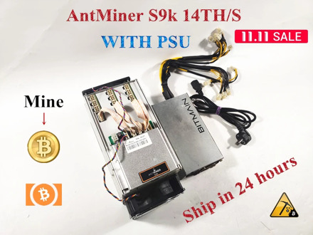 Used AntMiner S9k 14T With PSU Bitcoin BTC BCH Miner Better Than Antminer S9 13.5t 14t S9j 14.5t S9 SE S11 S15 S17 T9+ T15 T17