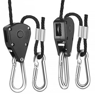 Useful Adjustable 1 Pair 2 PCS 1/8" Hanging Rope Ratchet Lights Lifters Led Grow Light Hangers Zinc Alloy Hook Plastic Pulley
