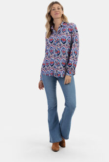 Usha Blouse Dames Blauw Veelkleurig