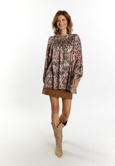 Usha Blouse Dames Bruin Veelkleurig - S