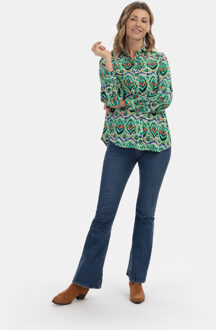 Usha Blouse Dames Groen Veelkleurig - 2XL