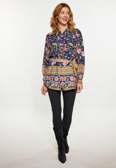 Usha Blouse Dames Navy Veelkleurig Marineblauw - L