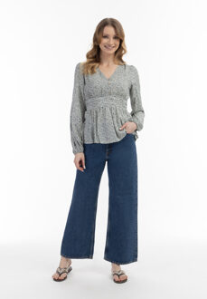 Usha Blouse Dames Wol Wit Veelkleurig - XL