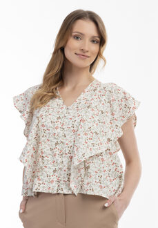 Usha blouse met korte mouwen Gebroken wit - 2XL