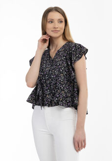Usha blouse met korte mouwen Zwart - L