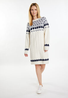 Usha Gebreide jurk Dames Wit Veelkleurig - maat