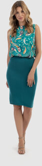 Usha Gebreide midi-rok Dames benzine - maat Turquoise