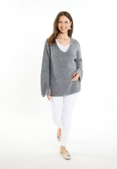 Usha Gebreide trui Dames grijs melange - M/L