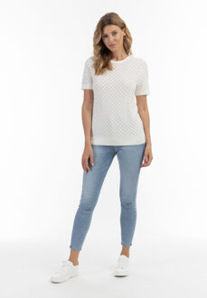 Usha Gebreide trui Dames wolwit Gebroken wit