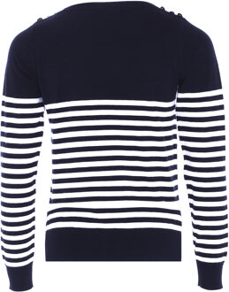 Usha Jumper Dames Donker marineblauwe gebroken witte strepen