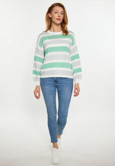 Usha Jumper Dames Grijs wit groen Veelkleurig