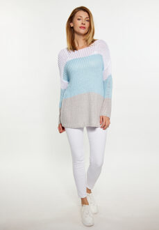 Usha Jumper Dames Wit lichtblauw grijs - maat M/L Veelkleurig