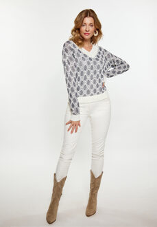 Usha Jumper Dames wit + marine - maat M/L Wit/Navy