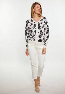 Usha Jumper Dames wol wit zwart - maat XL Gebroken wit