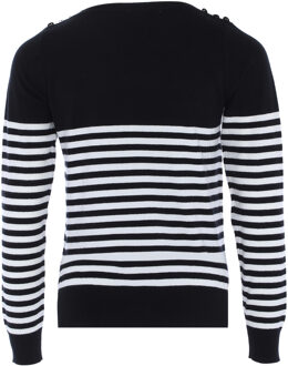 Usha Jumper Dames ZWARTE GEBROKEN WITTE STREPEN