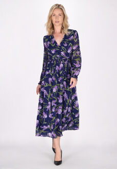 Usha Jurk Dames Blauw Veelkleurig - L