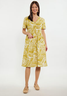 Usha Jurk Dames Geel gebroken wit - XL