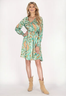 Usha jurk Dames Groen Veelkleurig - XL