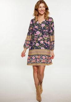 Usha Jurk Dames Navy Veelkleurig Marineblauw - XL