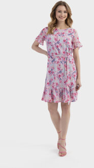 Usha Jurk Dames Roze lichtblauw Veelkleurig - M