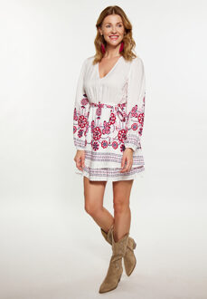 Usha Jurk Dames Wit Veelkleurig - L