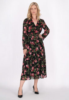 Usha Jurk Dames Zwart Veelkleurig Zwart/Veelkleurig - XL