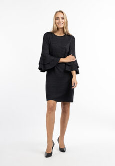 Usha Jurk met glanzend garen Dames zwart