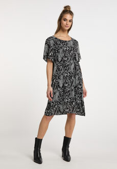 Usha Jurk met korte mouwen Dames zwart wit Zwart/wit - L