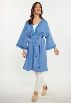 Usha Kimono Dames denimblauw - XL