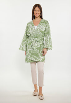 Usha Kimono Dames Groen gebroken wit - XL