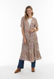 Usha Kimono Dames lila veelkleurig - M